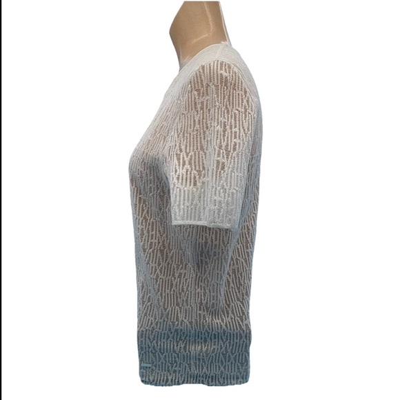 Akris Women’s Stretch Lace Short Sleeve Ivory Top Blouse Size 8 - Picture 5 of 11